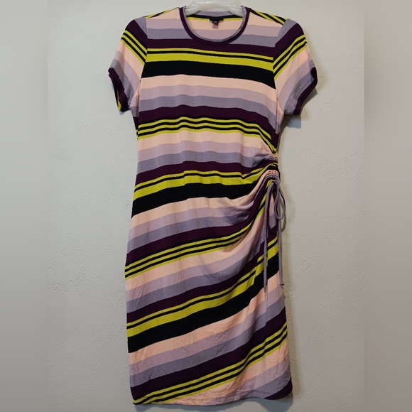 TORRID Mini Jersey Multi Striped Tee Shirt Dress Sz00 Bodycon Rayon-Spandex - Picture 2 of 14